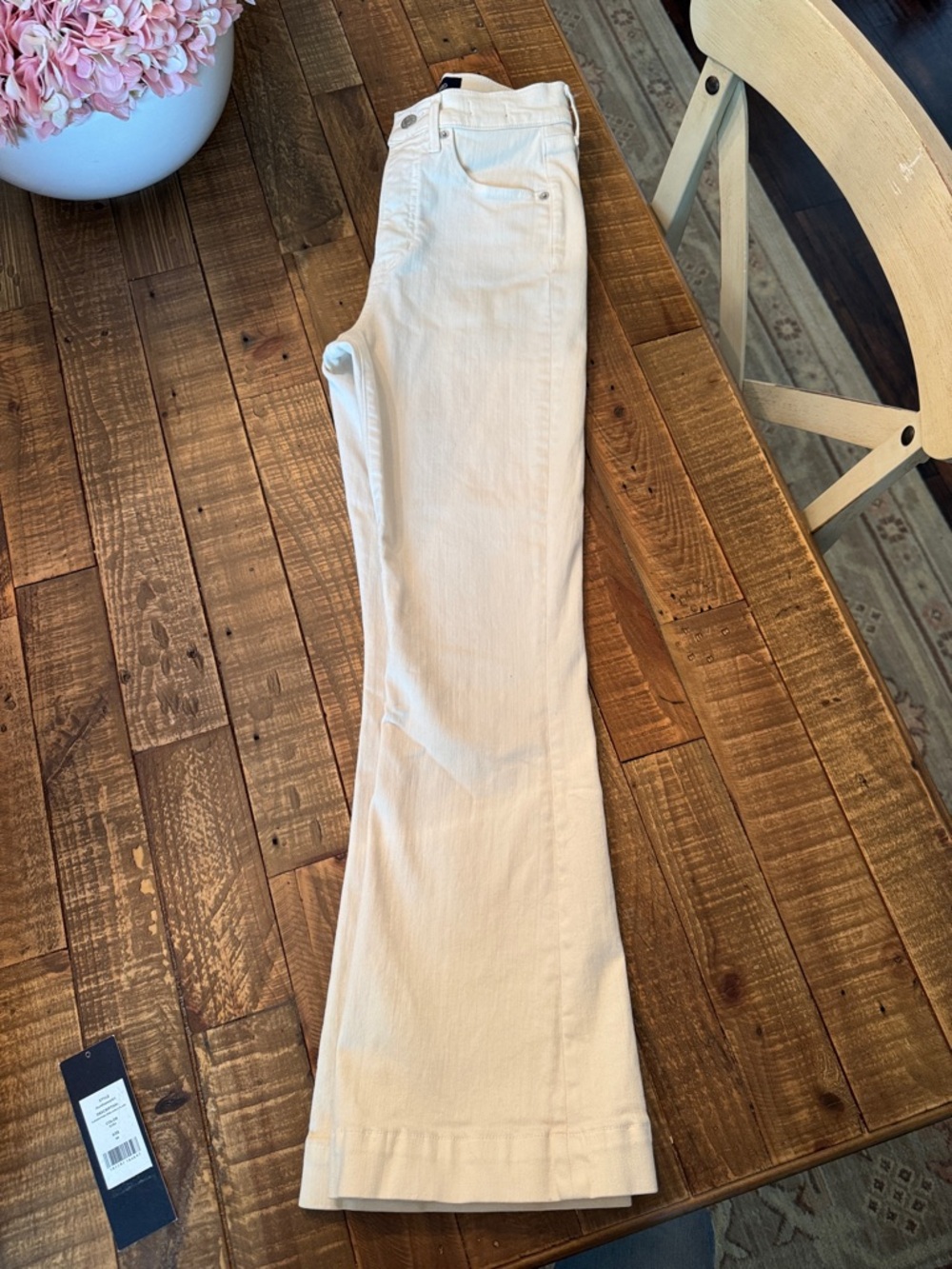 Veronica Beard Cream High-Rise Wide-Leg Jeans